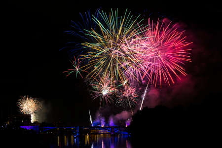 rehearsal of celebration in river Senna in Paris Franceの写真素材
