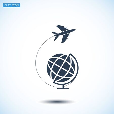 Globe and plane travel icon, vector best flat icon, EPSのイラスト素材