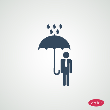 a man with an umbrella in the rain iconのイラスト素材