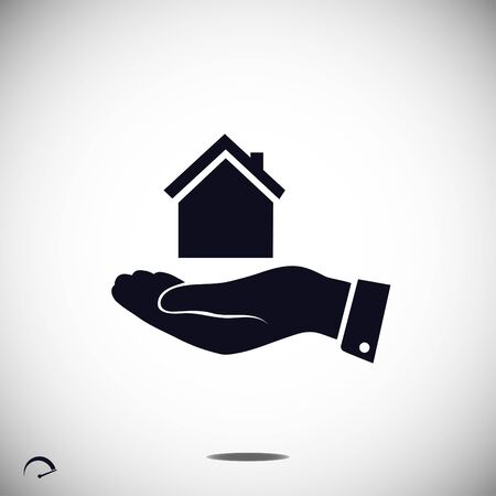 Pictograph of home in hand, vector best flat iconのイラスト素材