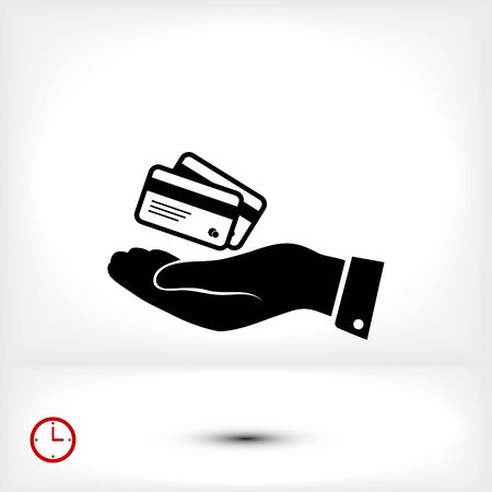 credit card icon in hand, vector best flat icon, EPSのイラスト素材
