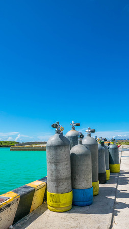 scuba diving tanksの写真素材