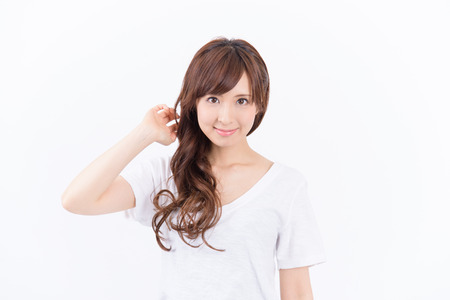 young japanese woman smilingの写真素材