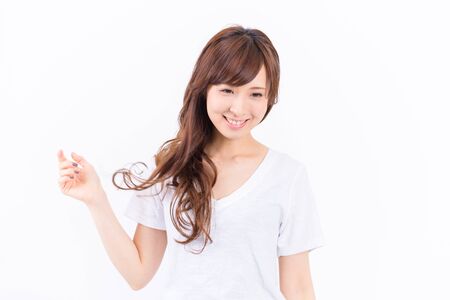 young japanese woman smilingの写真素材