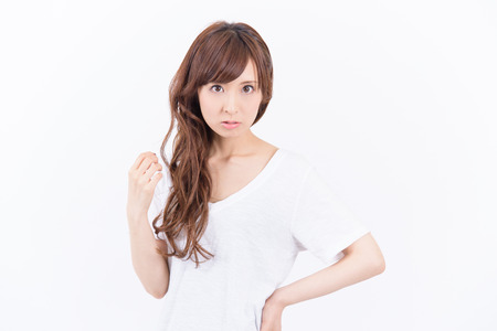 young japanese woman smilingの写真素材