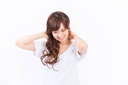 young japanese woman smilingの写真素材
