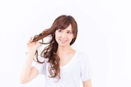 young japanese woman smilingの写真素材