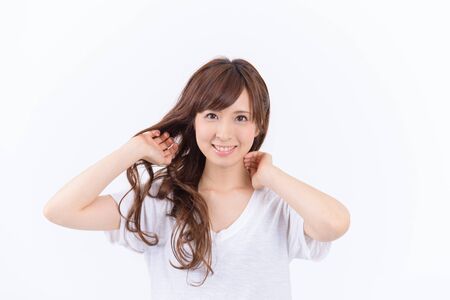 young japanese woman smilingの写真素材