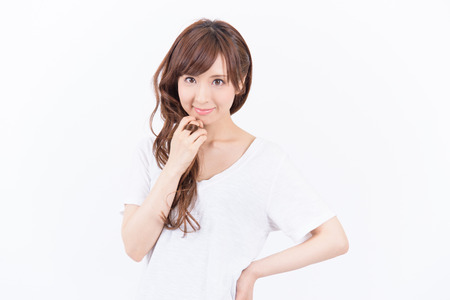 young japanese woman smilingの写真素材