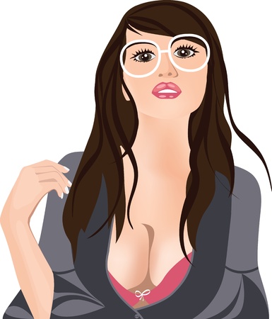 Portrait of beautiful woman. Young Girl. Vector illustration.のイラスト素材