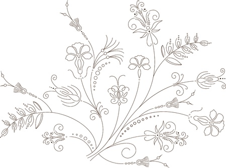 Vector flower design, floral ornament, plant patternのイラスト素材