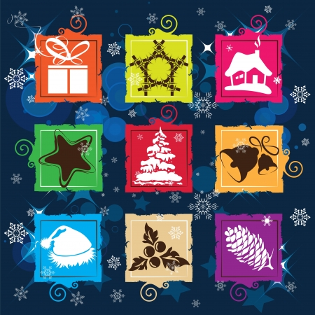 Set vector Christmas icon, seamless backgroundのイラスト素材