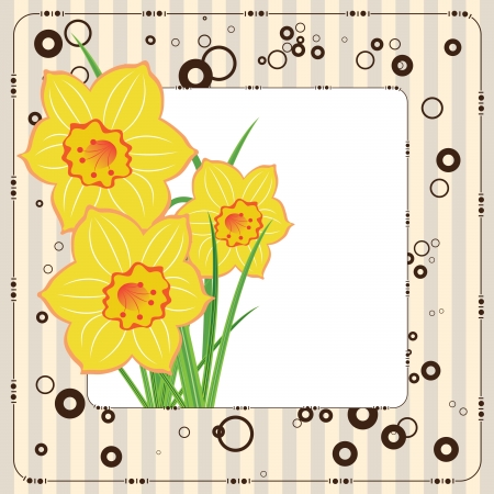 bouquet of daffodils, greeting card, vector templateのイラスト素材