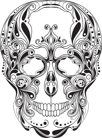 Human skull patterned, art, design, ornament,のイラスト素材