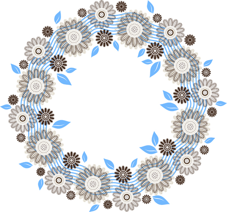 Floral wreath, round ornamentのイラスト素材