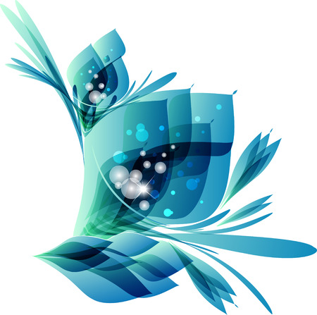 Fantasy flowers on a white background, bouquet of blue flowers with pearlsのイラスト素材