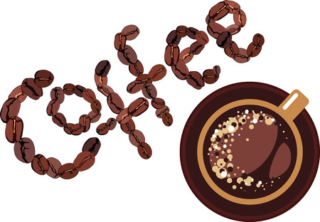 Coffee design, cap and coffee bean on white backgroundのイラスト素材
