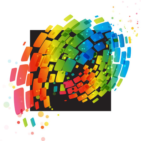 Colorful abstract ornament on a black squareのイラスト素材