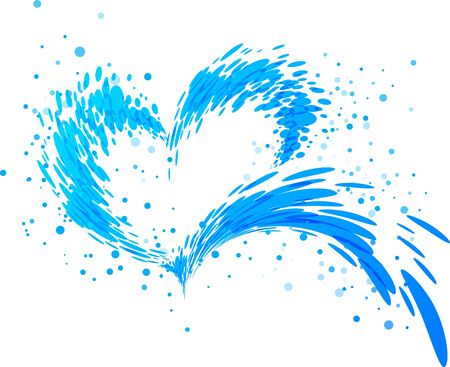 Aqua splash heart on white backgroundのイラスト素材