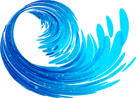 Blue wave isolated on white background, water splash vectorのイラスト素材