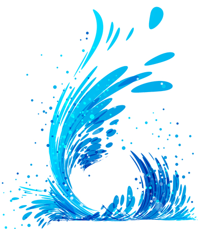 Blue water splash isolated on white backgroundのイラスト素材