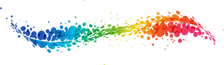 Multicolored futuristic rainbow on white background, curve line with circlesのイラスト素材