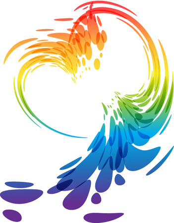 Splash multicolored heart on white backgroundのイラスト素材