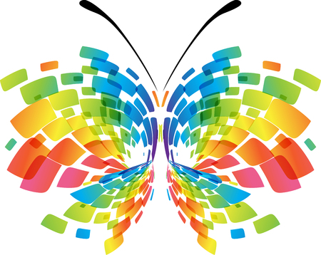 Abstract butterfly isolated geometric colorful on white background