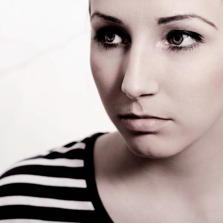 portrait of beautiful woman in black and white
