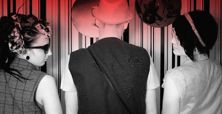 company of young hipsters have choice in houseの写真素材