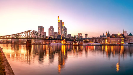 Skyline, Frankfurt am Main, Germanyのeditorial素材