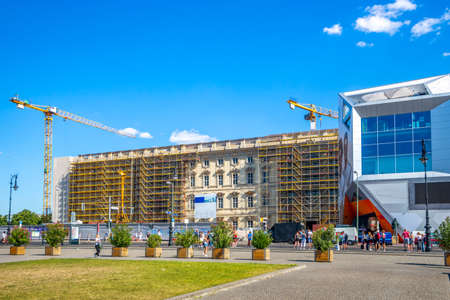 Construction site, Berlin Palace, Berlin, Germanyのeditorial素材