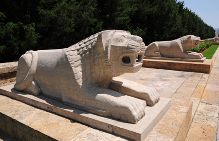 Sculpture of a lion at the entrance to the Suleymaniye Mosqueのeditorial素材