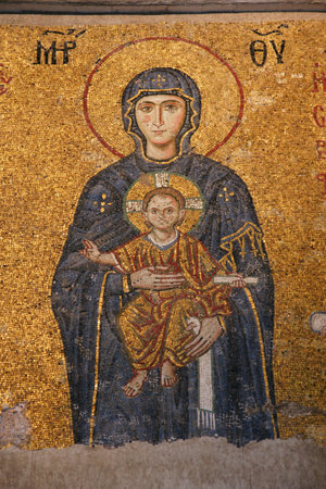 Mosaic of the Mother of God in the Basilica of the Annunciation in Nazareth, Israelのeditorial素材