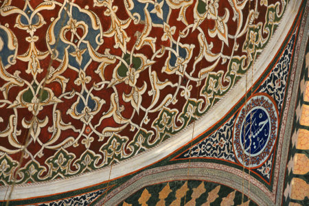 Detail of the ceiling of Humayun's Tomb in Delhi, Indiaのeditorial素材