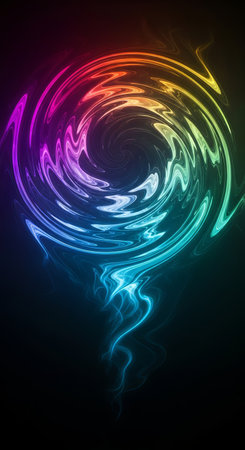 Hypnotic abstract spiral of neon colors blending from magenta to cyan, evoking energy, creativity, or digital flow â ideal for music, tech, or psychedelic-themed visuals.の素材