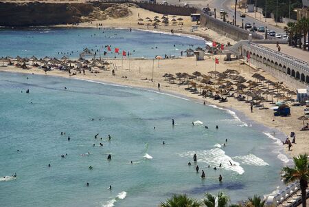Mediterranean coast in Monastir, Tunisia in Africaのeditorial素材