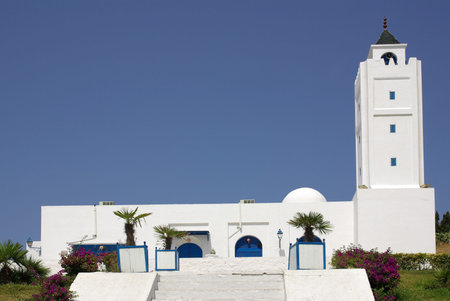 Mosque in Sidi Bou Said in Tunisia in Africa in summer dayのeditorial素材