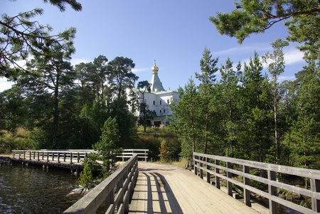 The bridge on Valaam in Kareliaの写真素材