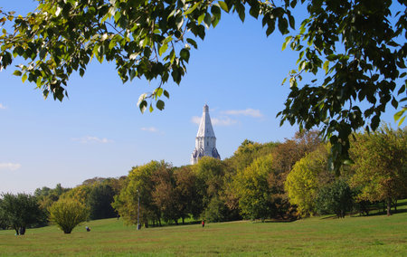 MOSCOW, RUSSIA - September 16, 2014: View of the Kolomenskoye estate and parkのeditorial素材