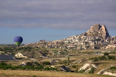 GOREME, TURKEY - June, 2014: Hot air balloon fly over Cappadocia in Goremeのeditorial素材