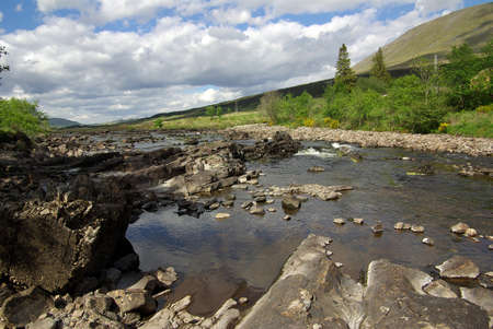 GLEN ORCHY, SCOTLAND - June, 2013: River Orchy in sunny summer dayのeditorial素材