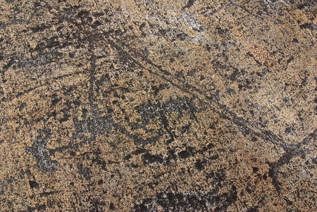 BELOMORSK, REPUBLIC OF KARELIA, RUSSIA - August, 2011: Pictures of ancient man - petroglyphs in Zalavrugaのeditorial素材