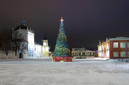 KOLOMNA, RUSSIA - January, 2015: View of historical center with New Year treeのeditorial素材