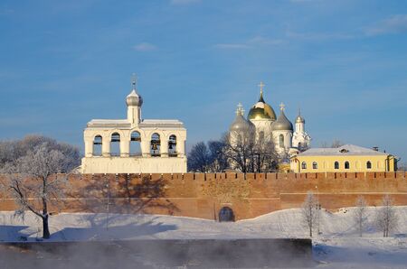 VELIKY NOVGOROD, RUSSIA - January, 2016: The bell tower of St. Sophia Cathedral in Veliky Novgorodのeditorial素材