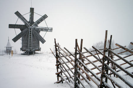 KARELIA, KIZHI, RUSSIA - January, 2016: North Russian wooden architecture - open-air museum Kizhi, Kareliaのeditorial素材