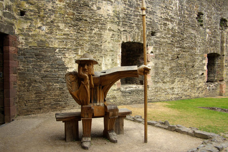 CONWY, WALES - JUNE, 2013: View on Conwy Castle. The castle is a major landmark in Wales and attracts thousands of tourists each yearのeditorial素材