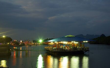 KRABI, THAILAND - January,  2014: Night view of the embankment Krabiのeditorial素材