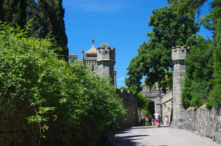 ALUPKA, CRIMEA-June, 2018: Vorontsov Palace on a Sunny summer day