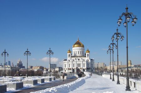 MOSCOW, RUSSIA - February, 2018: The Cathedral of Christ the Saviour in winter dayのeditorial素材